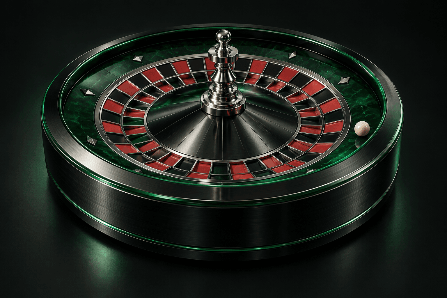 Sculptural emerald and graphite roulette artwork